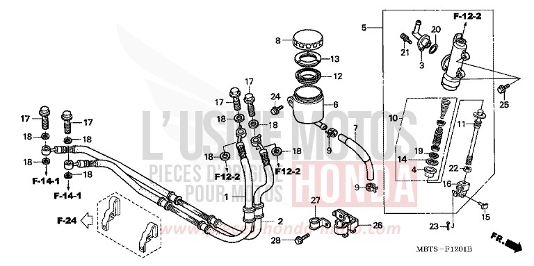 HAUPTBREMSE, HINTEN ZYLINDER (XL1000VA) von Varadero ABS TERRA BLUE (PB190R) von 2006